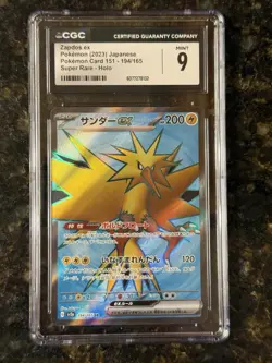 2023 POKEMON CARD ZAPDOS EX 194/165 SUPER RARE HOLO CGC 9 Mint+ 151 - Image 1