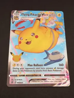 Pokemon TCG Celebrations Holo V VMAX Full Art Flying Pikachu Surfing Pikachu (3) - Image 2