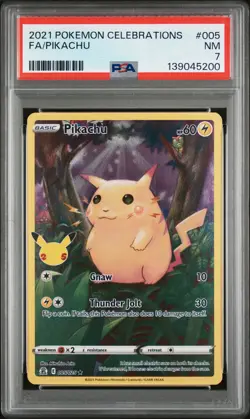 2021 POKEMON CELEBRATIONS #005 FULL ART/PIKACHU PSA 7 - Image 1