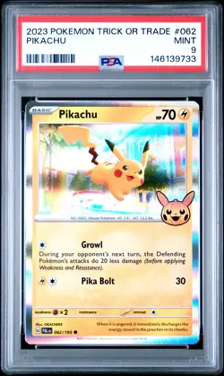 2023 POKEMON TRICK OR TRADE #062 PIKACHU PSA 9 - Image 1