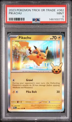 2023 POKEMON TRICK OR TRADE #062 PIKACHU PSA 9 - Image 1