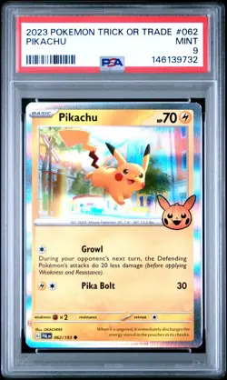 2023 POKEMON TRICK OR TRADE #062 PIKACHU PSA 9 - Image 1