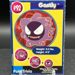 Gastly #92 Burger King Poketrivia Pokemon Card - Image 1