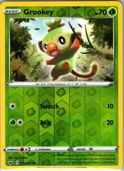 Grookey 011/202 Common Sword & Shield Pokemon Reverse Holo Near Mint - Image 1