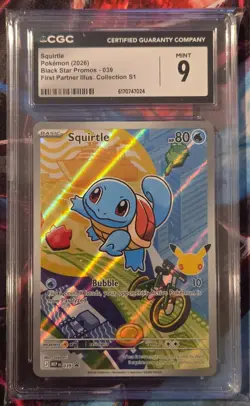 The Pokemon Company Squirtle 039 Black Star Promo Holo CGC 9 First Partner - Image 1