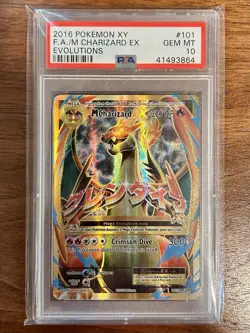 2016 POKEMON XY EVOLUTIONS #101 FULL ART/M CHARIZARD EX PSA 10 - Image 1
