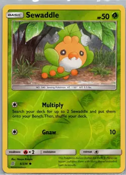 Pokemon Sewaddle (6) SM - Unified Minds 6/236 Reverse Holofoil Near Mint - Image 1