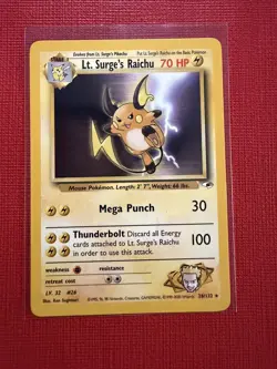 Pokemon WOTC Lt. Surge's Raichu 28/132 Gym Heroes Rare LP Vintage 2000 - Image 1
