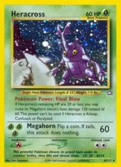 Heracross - 6/111 - Holo Rare - Unlimited Edition HP, English Pokemon Neo Genesi - Image 1