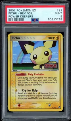 Pichu Reverse Holo 21/108 Power Keepers Pokemon PSA 9 - Image 1