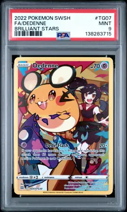 2022 POKEMON SWORD & SHIELD BRILLIANT STARS #TG07 FULL ART/DEDENNE PSA 9 - Image 1