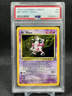 PSA 7 NM 1999 Pokemon #6 Jungle MR. MIME - Holo PSA 7 Near Mint WOTC - Image 1
