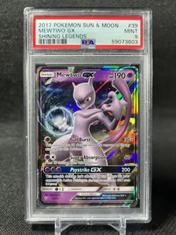 2017 Pokemon Shining Legends #39 MEWTWO GX PSA 9 Mint - Image 1
