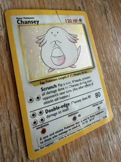 Pokemon TCG Chansey 3/102 Holo Rare Base Set Vintage 1999 WOTC, MP/HP Condition - Image 2