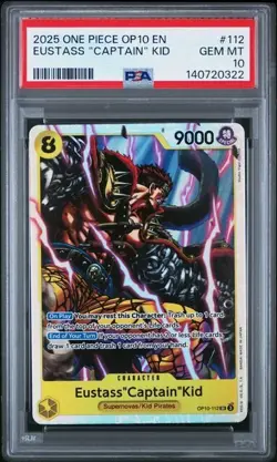 2025 One Piece OP10 Eustass Captain Kid PSA 10 GEM #112 SUPER RARE Extended Art - Image 1
