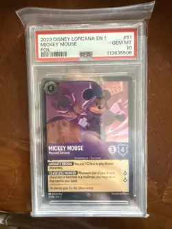 Ravensburger Disney Lorcana First Chapter Mickey Wayward Sorcerer 51/204 PSA 10 - Image 1