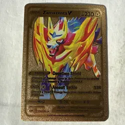 Pokemon Zamazenta V 230hp Gold Foil Fan Art Collector Card TCG - Image 1