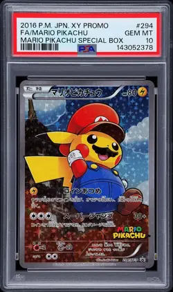 2016 Pokemon Mario Pikachu 294 FULL ART Japanese XY Promo PSA 10 - Image 1