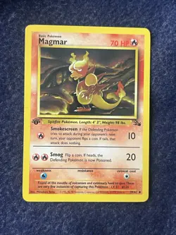 1st Edition Magmar 39/62 Fossil Regular Wotc Pokemon Card Played - Image 1