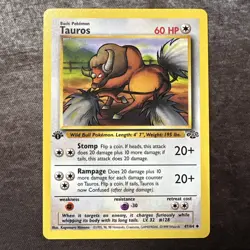 Pokemon Card 1999 Jungle Set Tauros 47/64 1st Edition NM-Mint - Image 1