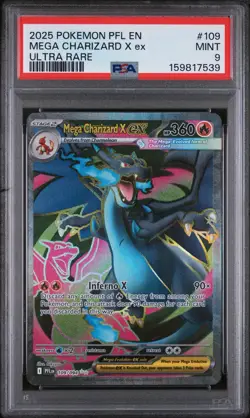 Mega Charizard ex Ultra Rare #109 PSA 9 2025 Pokemon Phantasmal Flames - Image 1