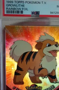 1999 TOPPS POKEMON TV #58 GROWLITHE RAINBOW FOIL PSA 9 MINT POP 13 - Image 2