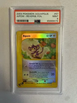 2003 Pokemon - Aipom Reverse Holo E Reader Aquapolis 67/147 - PSA 9 Mint! WOTC - Image 1