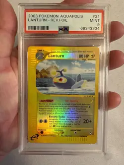 2003 Pokemon Lanturn Reverse Holo Rare E Reader Aquapolis 21/147 PSA 9 Mint WOTC - Image 1