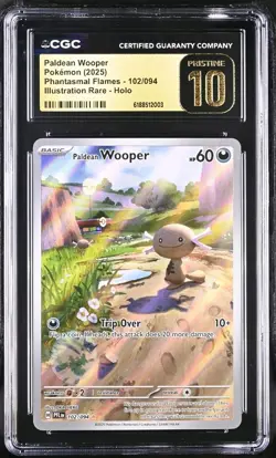 Pokemon Paldean Wooper 102/094 Phantasmal Flames IR CGC 10 PRISTINE - Image 1
