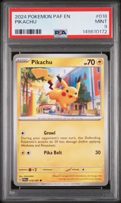 2024 POKEMON PAF EN-PALDEAN FATES #018 PIKACHU PSA 9 - Image 1