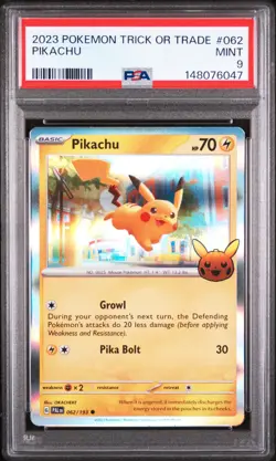 2023 POKEMON TRICK OR TRADE #062 PIKACHU PSA 9 - Image 1
