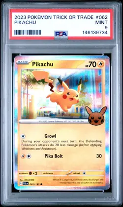 2023 POKEMON TRICK OR TRADE #062 PIKACHU PSA 9 - Image 1