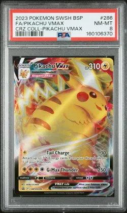 2023 POKEMON SWSH BLACK STAR PROMO #286 FULL ART/PIKACHU VMAX PSA 8 - Image 1