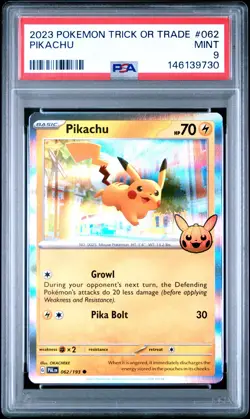 2023 POKEMON TRICK OR TRADE #062 PIKACHU PSA 9 - Image 1