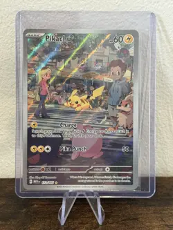 Pokemon TCG Pikachu 173/165 151 Illustration Rare Holo NM Raw Card - Image 1