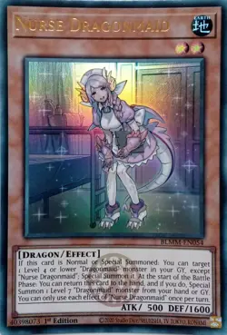 BLMM-EN054 NURSE DRAGONMAID EMBLAZONED ULTRA RARE 1ST EDITION YuGiOh CARD - Image 1