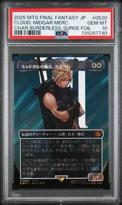 CLOUD, MIDGAR MERCENARY Final Fantasy Borderless Surge Foil JPN PSA 10 MTG #0520 - Image 1
