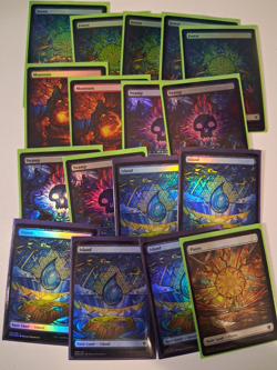 MTG Dominaria United Showcase Foil Basic Lands Stained Glass Assorted Lot Of 17 - Image 1
