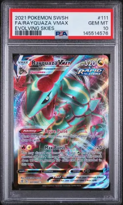 2021 POKEMON SWORD & SHIELD EVOLVING SKIES #111 FULL ART/RAYQUAZA VMAX PSA 10 - Image 1