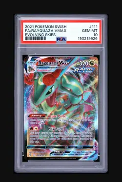 2021 POKEMON Sword and Shield EVOLVING SKIES RAYQUAZA VMAX #111 PSA 10 Gem Mint - Image 1