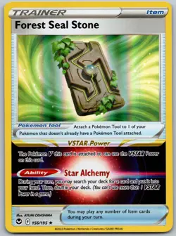 2022 Pokemon Silver Tempest Forest Seal Stone 156/195 Holo Rare NM - Image 1