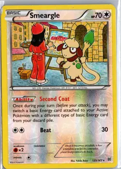 Smeargle 123/162 Rare BREAKthrough Pokemon Reverse Holo Moderately Played - Image 1