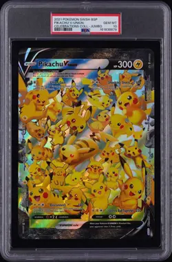 2021 POKEMON SWSH BLACK STAR PROMO PIKACHU V-UNION PSA 10 - Image 1