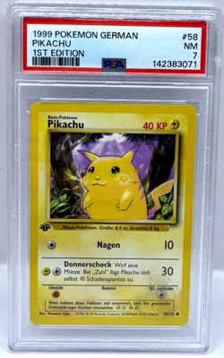 1999 Pokemon Pikachu 58/102 1st Edition German PSA 7 Base Set - Image 1
