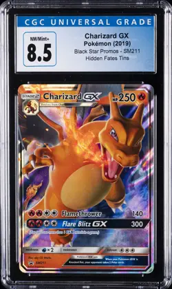 2019 POKEMON BLACK STAR PROMOS HIDDEN FATES TINS #SM211 CHARIZARD GX CGC 8.5 - Image 1