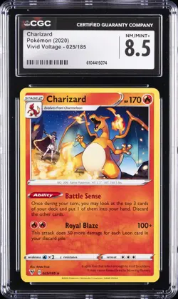 2020 POKEMON SWORD & SHIELD VIVID VOLTAGE #025 CHARIZARD CGC 8.5 - Image 1