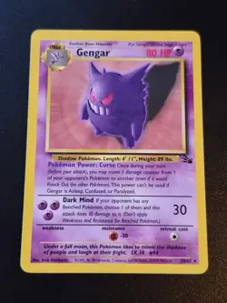 Gengar 20/62 Unlimited Rare Fossil Pokemon LP - Image 1