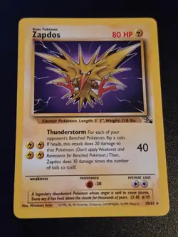 Zapdos 30/62 Unlimited Rare Fossil Pokemon NM - Image 1