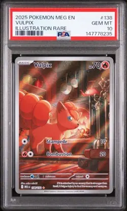 2025 Pokemon Mega Evolution 138/132 Vulpix Illustration Rare PSA 10 - Image 1