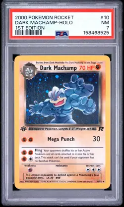 2000 POKEMON ROCKET 1ST EDITION #10 DARK MACHAMP-HOLO PSA 7 - Image 1